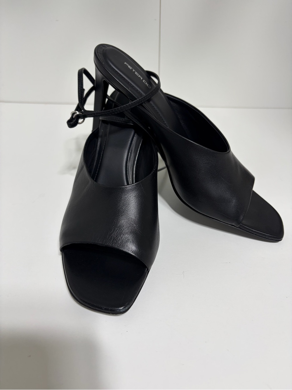 PETER DO Black Leather Open-Toe Slingback Heels